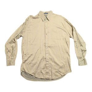 Nautica Men's Dress Shirt Long Sleeve Size 16.5  34/35 Brown Tan Great Condition